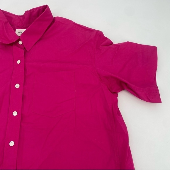 ARITZIA Wilfred Women's 2XS Vital Pink Short Sleeve Button Down Oversized Shirt - Picture 6 of 13